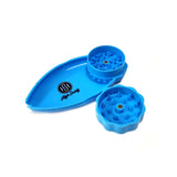 High Society - Mini Rolling Tray Grinder Combo - Neon Blue